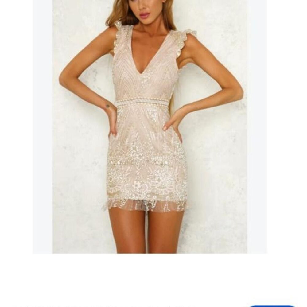 Hello-molly Women's Gold and Pink Dress